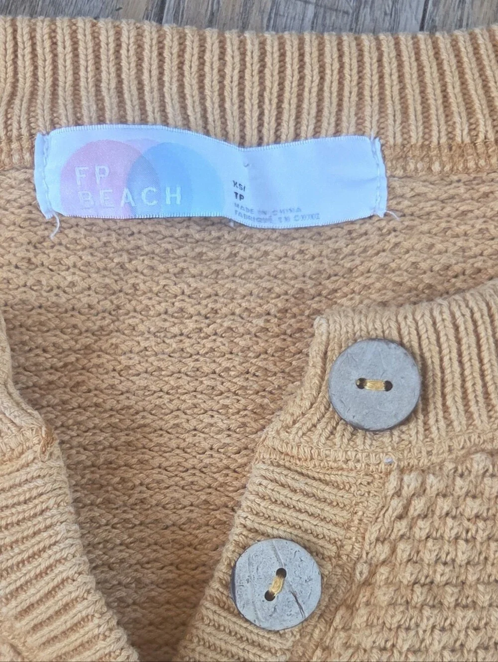 Free People FP Beach Hailee Waffle Knit Yellow Sweater Sz Xs